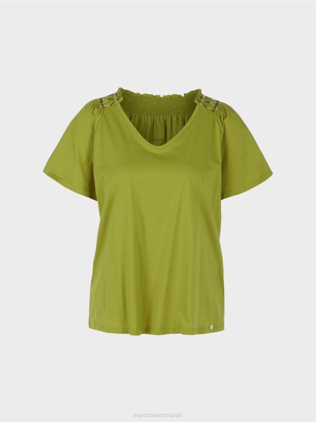 tricou cu raglan Marc Cain verde oliv intens îmbrăcăminte 4826HH1404