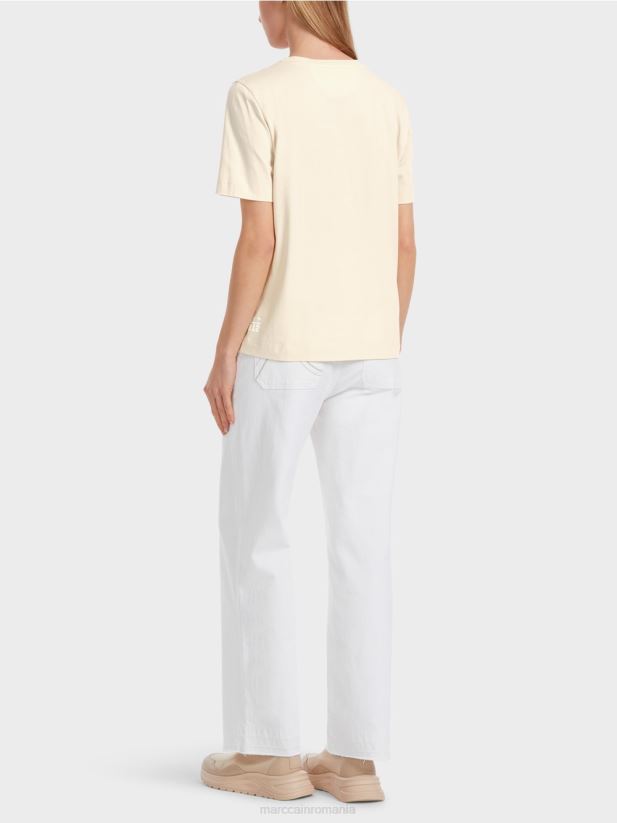 tricou cu strasuri „rethink together”. Marc Cain lapte de migdale îmbrăcăminte 4826HH1257