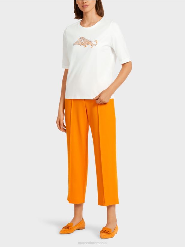 tricou din bumbac „rethink together”. Marc Cain portocaliu limpede îmbrăcăminte 4826HH1451