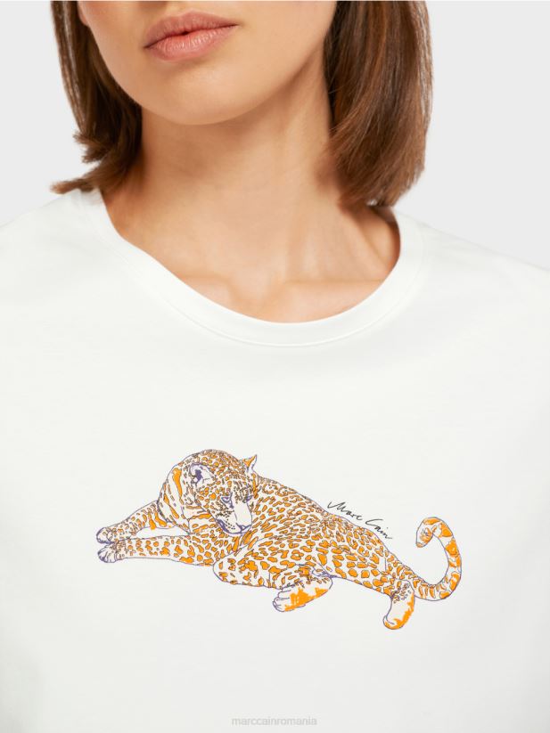 tricou din bumbac „rethink together”. Marc Cain portocaliu limpede îmbrăcăminte 4826HH1451