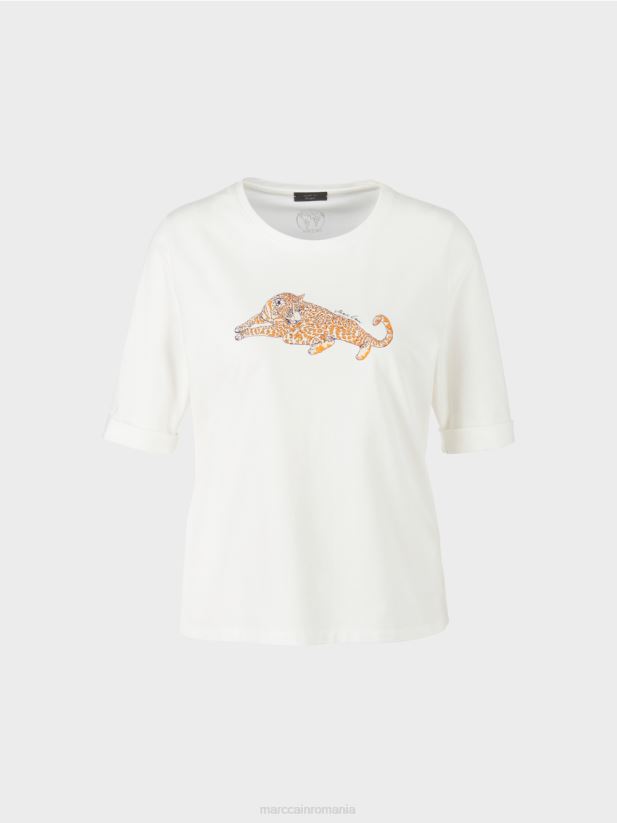 tricou din bumbac „rethink together”. Marc Cain portocaliu limpede îmbrăcăminte 4826HH1451