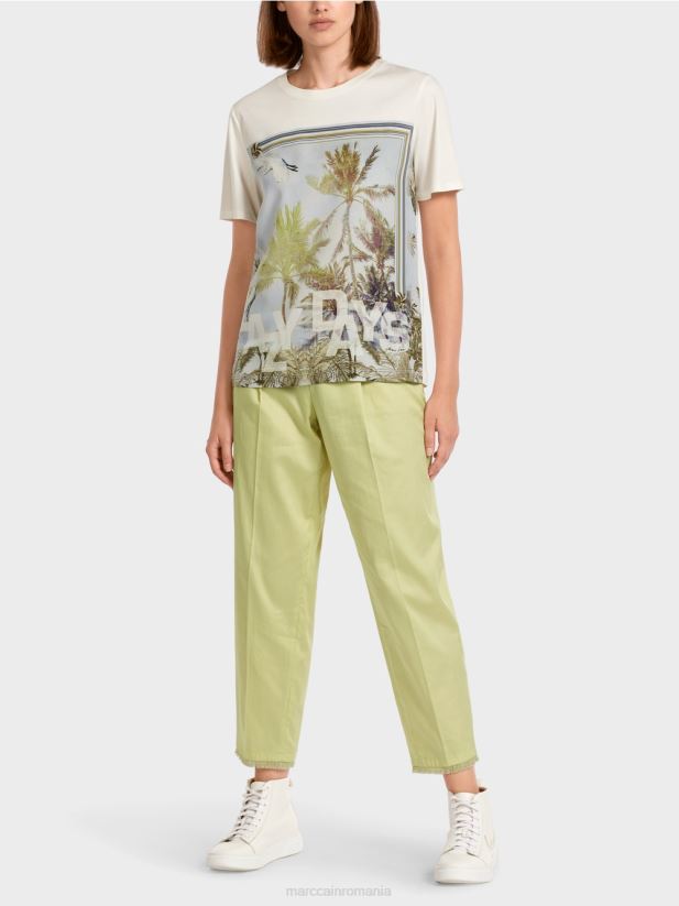 tricou elegant într-un amestec de materiale Marc Cain azur îmbrăcăminte 4826HH1418