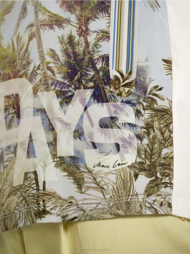 tricou elegant într-un amestec de materiale Marc Cain azur îmbrăcăminte 4826HH1418