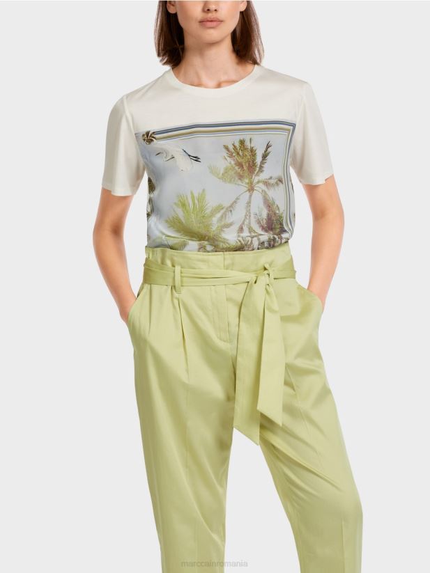 tricou elegant într-un amestec de materiale Marc Cain azur îmbrăcăminte 4826HH1418