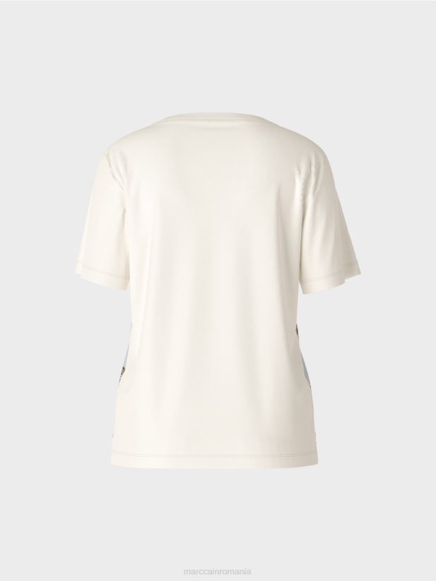 tricou elegant într-un amestec de materiale Marc Cain azur îmbrăcăminte 4826HH1418