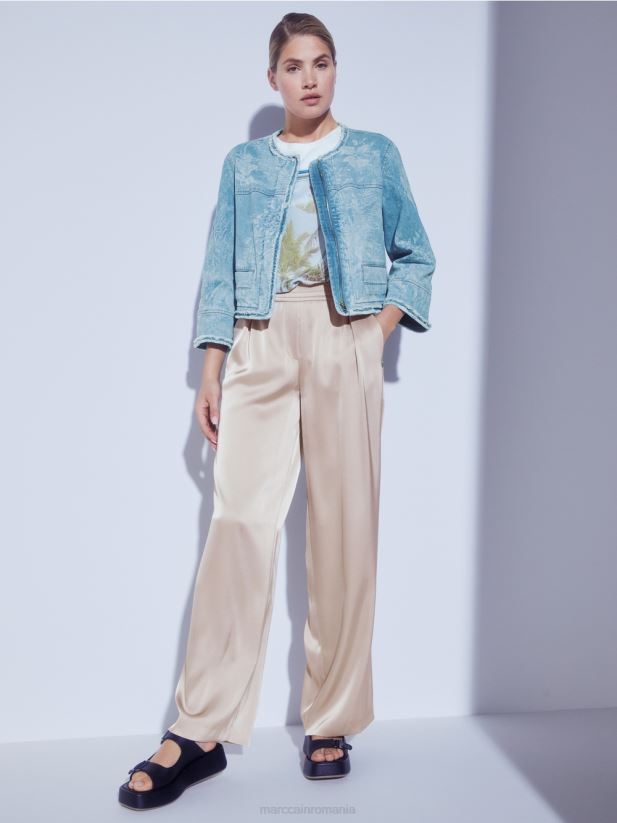 tricou elegant într-un amestec de materiale Marc Cain azur îmbrăcăminte 4826HH1418