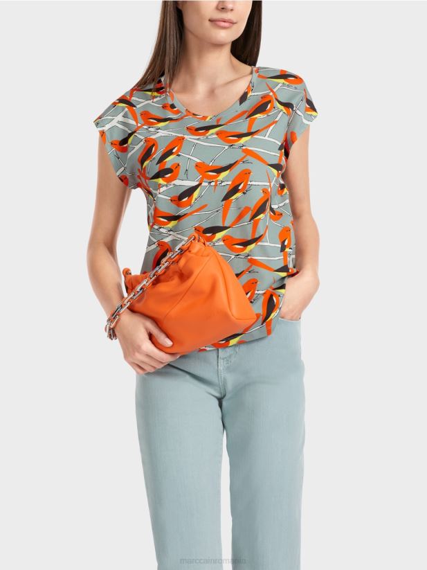 tricou fără mâneci cu design de pasăre Marc Cain albastru închis la cer îmbrăcăminte 4826HH1318