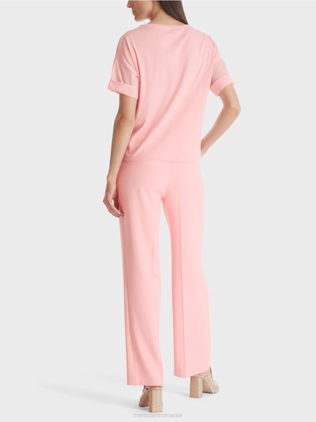 tricou imprimat Marc Cain roz pudra moale îmbrăcăminte 4826HH1319