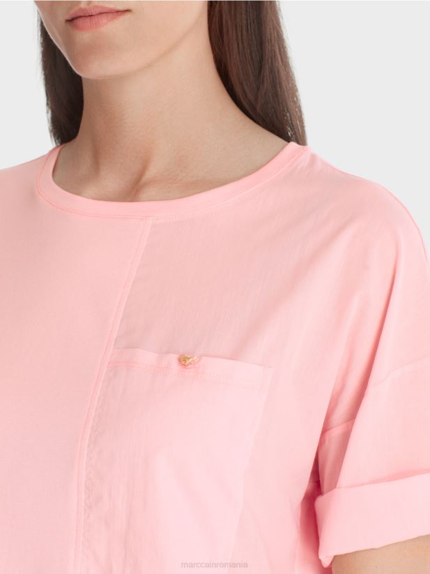 tricou imprimat Marc Cain roz pudra moale îmbrăcăminte 4826HH1319