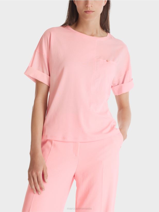 tricou imprimat Marc Cain roz pudra moale îmbrăcăminte 4826HH1319