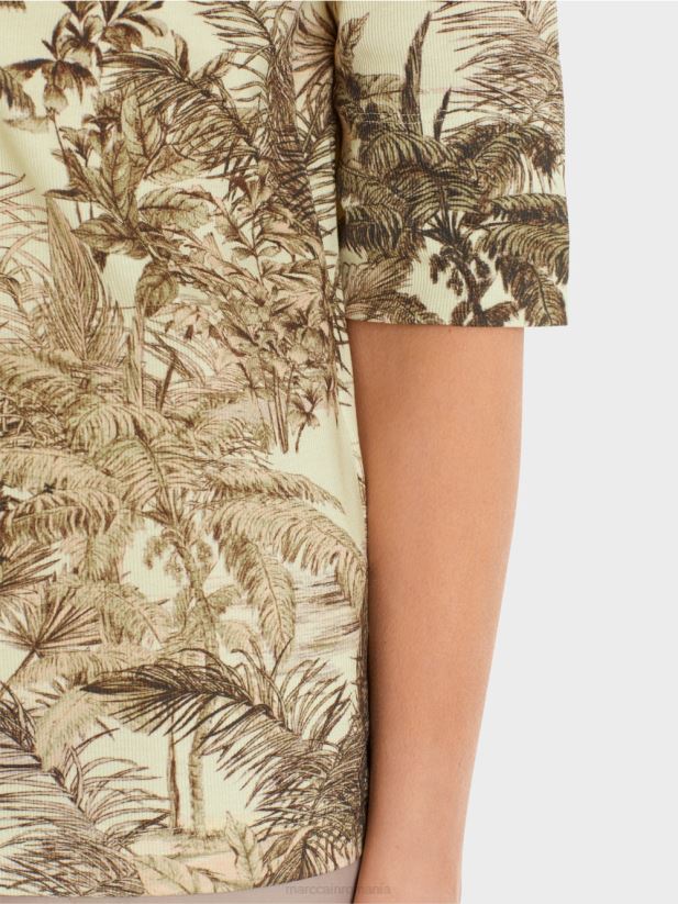 tricou imprimat cu un design cu nervuri fine Marc Cain respirație moale îmbrăcăminte 4826HH1413