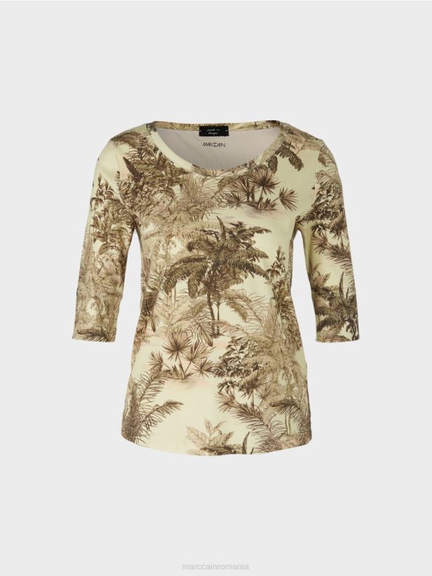 tricou imprimat cu un design cu nervuri fine Marc Cain respirație moale îmbrăcăminte 4826HH1413