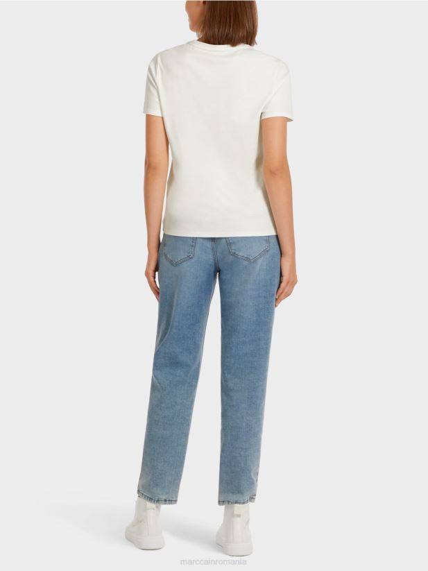 tricou leopard cu detalii strasuri Marc Cain mușchi verde îmbrăcăminte 4826HH1448