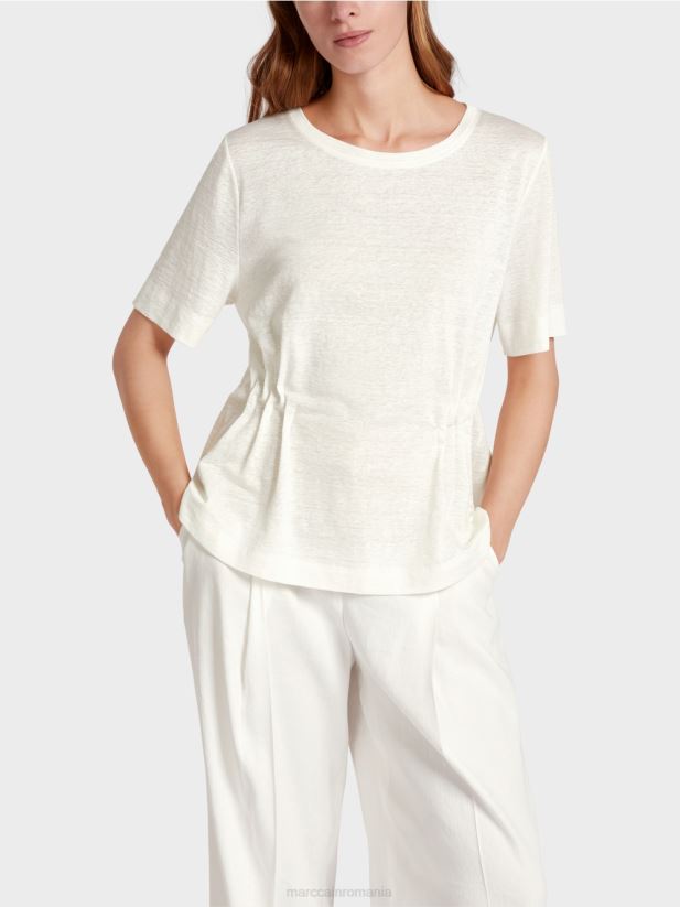 tricou mulat din in Marc Cain aproape alb îmbrăcăminte 4826HH1379