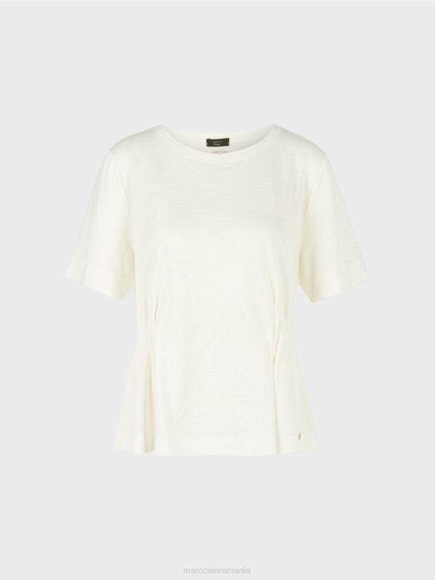 tricou mulat din in Marc Cain aproape alb îmbrăcăminte 4826HH1379