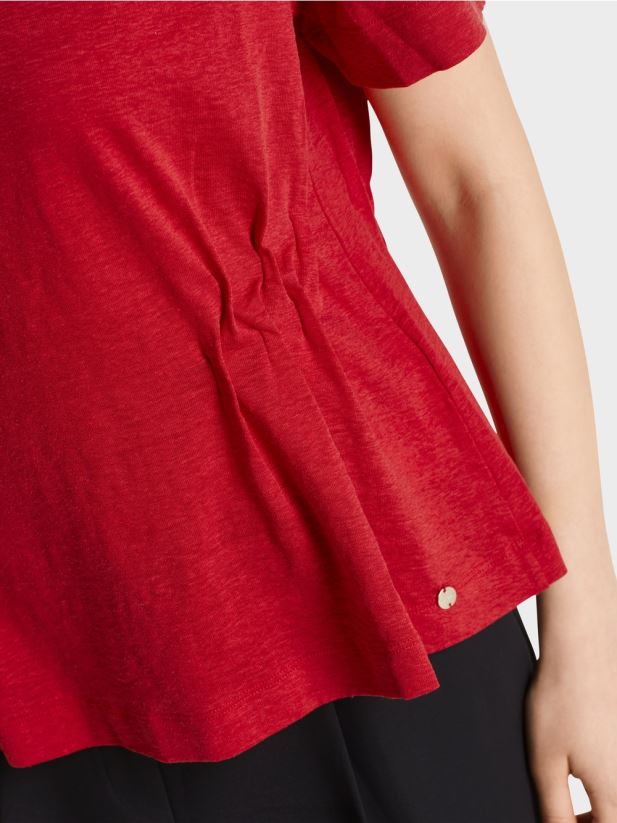 tricou mulat din in Marc Cain rosu intens îmbrăcăminte 4826HH1378