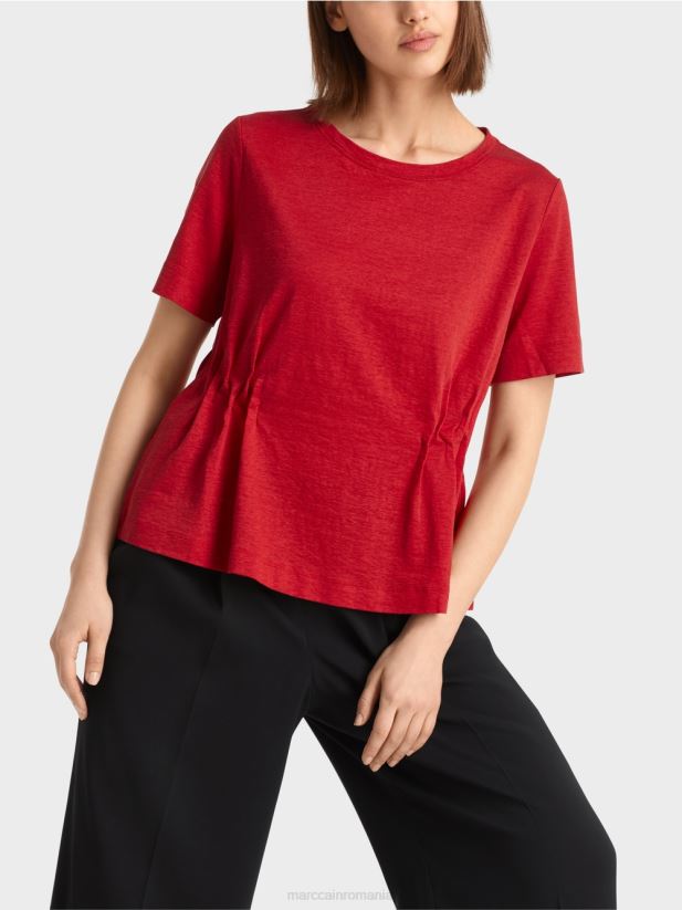 tricou mulat din in Marc Cain rosu intens îmbrăcăminte 4826HH1378