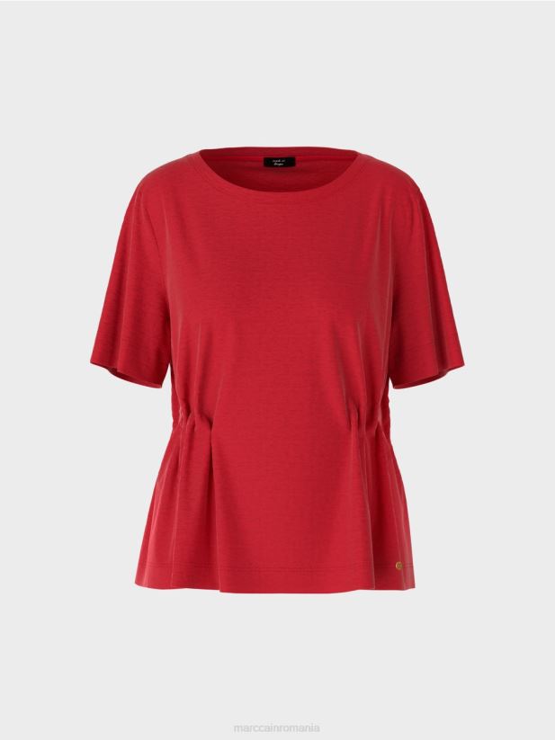 tricou mulat din in Marc Cain rosu intens îmbrăcăminte 4826HH1378