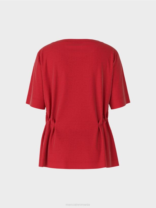 tricou mulat din in Marc Cain rosu intens îmbrăcăminte 4826HH1378