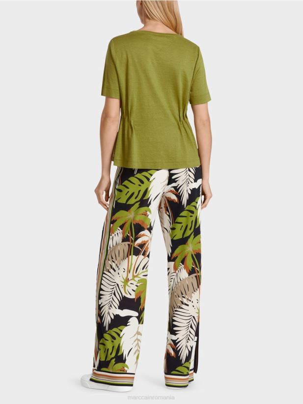 tricou mulat din in Marc Cain verde oliv intens îmbrăcăminte 4826HH1406