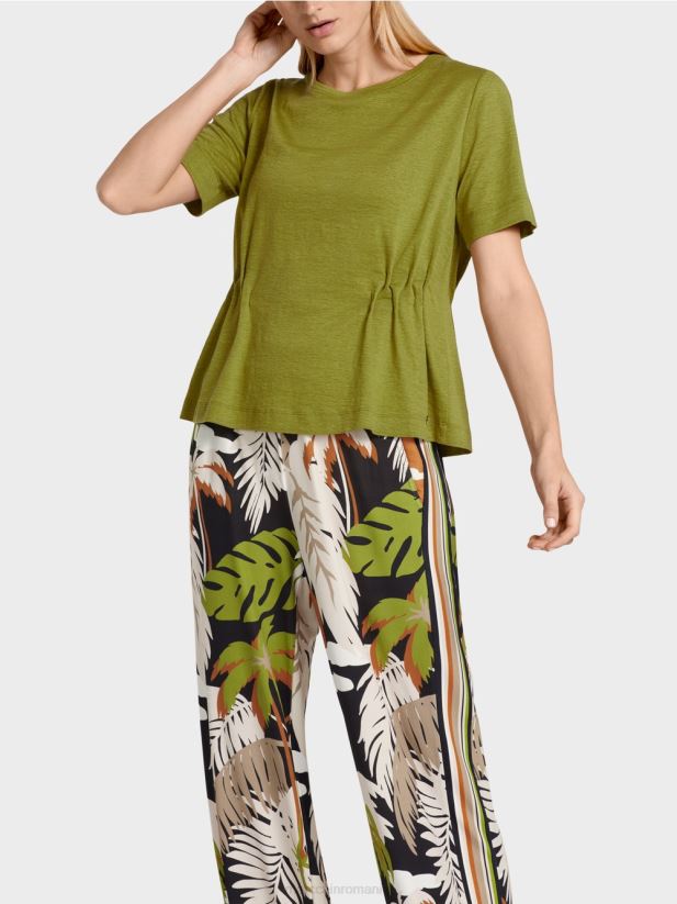 tricou mulat din in Marc Cain verde oliv intens îmbrăcăminte 4826HH1406