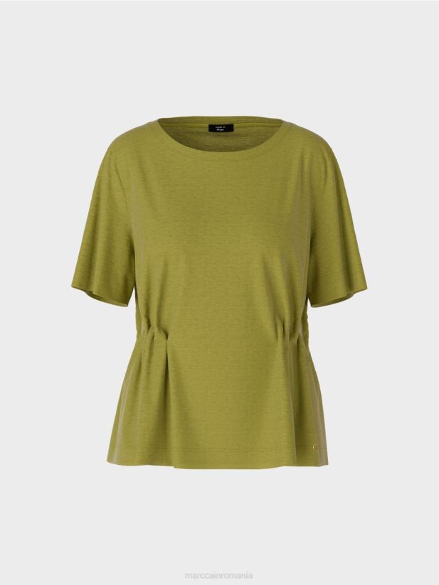 tricou mulat din in Marc Cain verde oliv intens îmbrăcăminte 4826HH1406