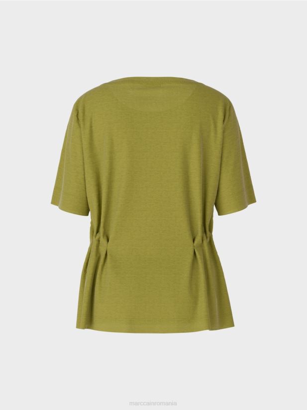 tricou mulat din in Marc Cain verde oliv intens îmbrăcăminte 4826HH1406