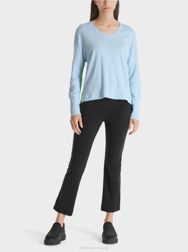 tricou în formă de kimono Marc Cain albastru pudra moale îmbrăcăminte 4826HH1299