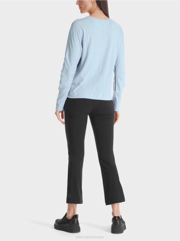tricou în formă de kimono Marc Cain albastru pudra moale îmbrăcăminte 4826HH1299