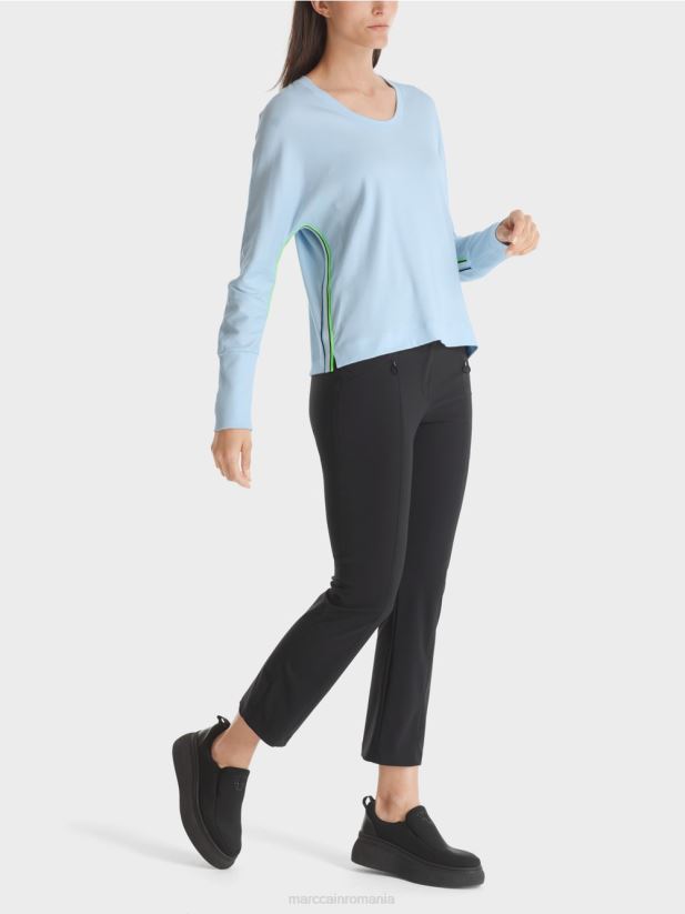 tricou în formă de kimono Marc Cain albastru pudra moale îmbrăcăminte 4826HH1299