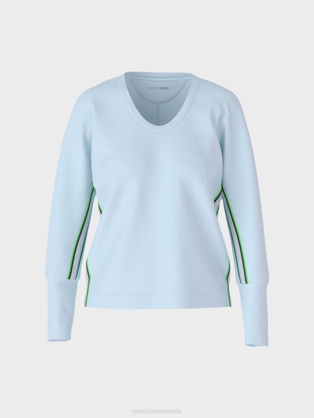 tricou în formă de kimono Marc Cain albastru pudra moale îmbrăcăminte 4826HH1299