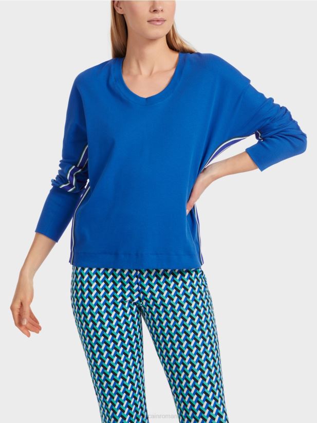 tricou în formă de kimono Marc Cain albastru regal strălucitor îmbrăcăminte 4826HH1239