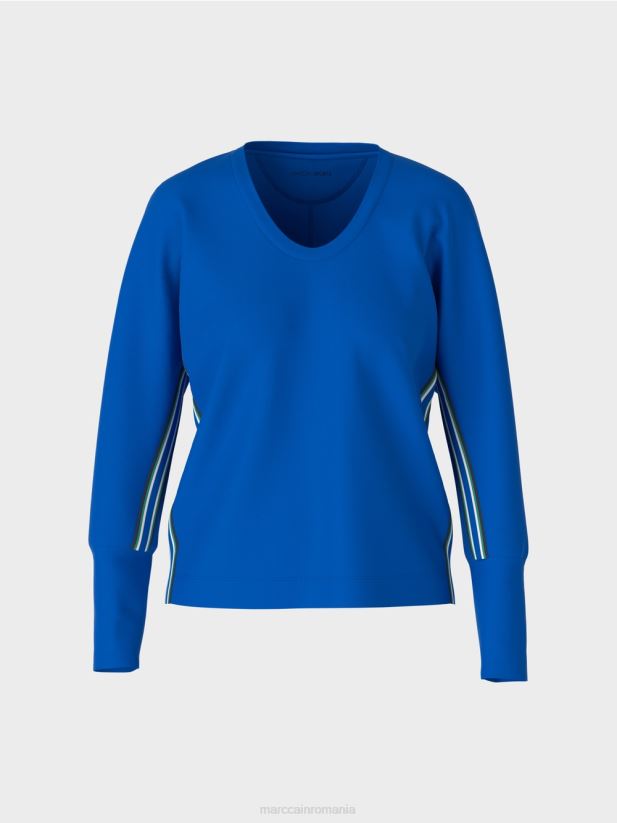 tricou în formă de kimono Marc Cain albastru regal strălucitor îmbrăcăminte 4826HH1239