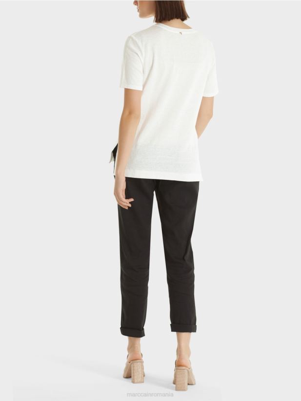 tricou într-un amestec de in Marc Cain aproape alb îmbrăcăminte 4826HH1380