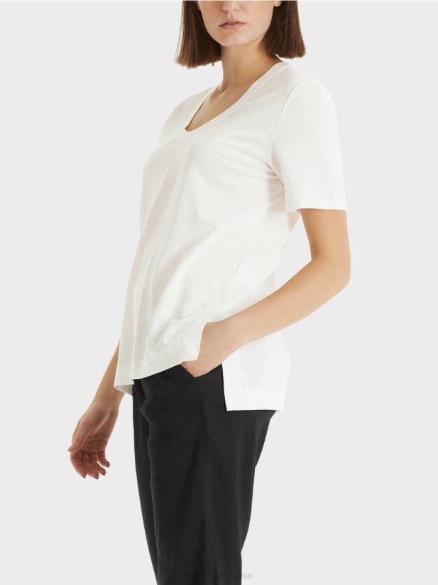 tricou într-un amestec de in Marc Cain aproape alb îmbrăcăminte 4826HH1380