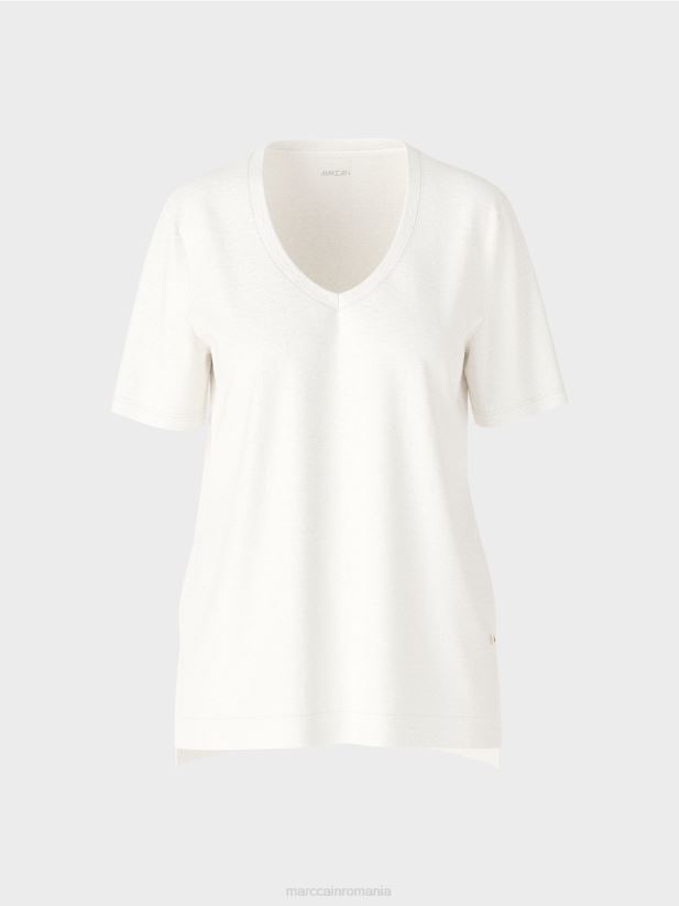 tricou într-un amestec de in Marc Cain aproape alb îmbrăcăminte 4826HH1380
