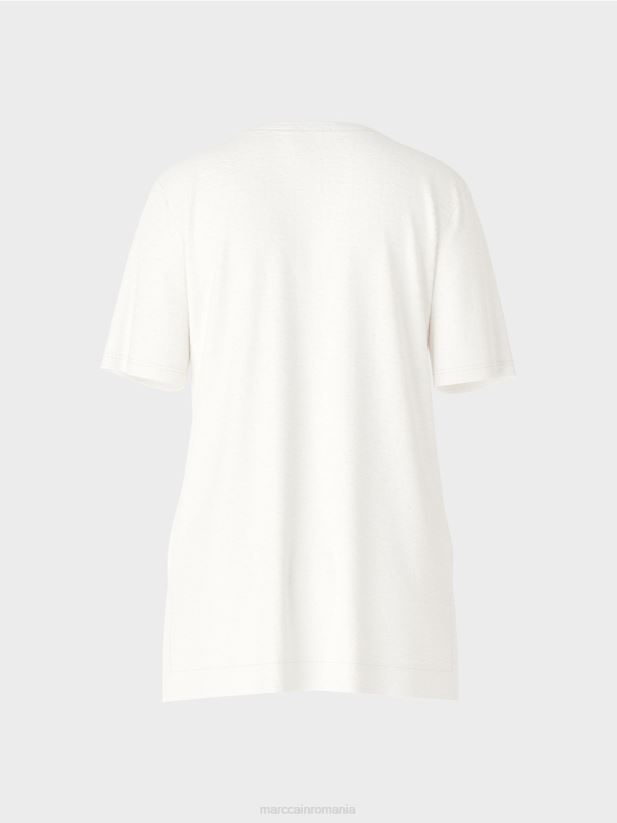 tricou într-un amestec de in Marc Cain aproape alb îmbrăcăminte 4826HH1380
