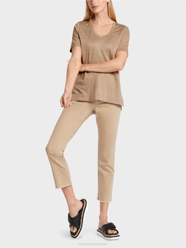 tricou într-un amestec de in Marc Cain nisip adânc îmbrăcăminte 4826HH1400