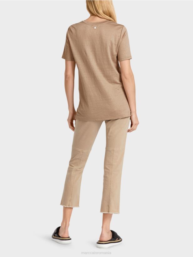 tricou într-un amestec de in Marc Cain nisip adânc îmbrăcăminte 4826HH1400