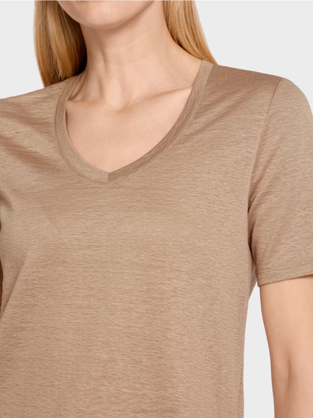 tricou într-un amestec de in Marc Cain nisip adânc îmbrăcăminte 4826HH1400