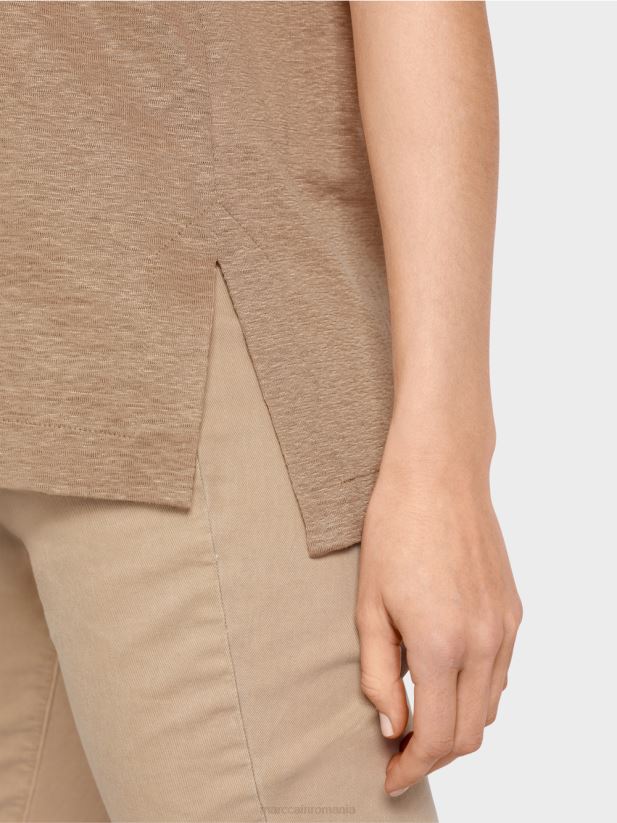 tricou într-un amestec de in Marc Cain nisip adânc îmbrăcăminte 4826HH1400