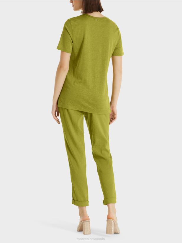 tricou într-un amestec de in Marc Cain verde oliv intens îmbrăcăminte 4826HH1398
