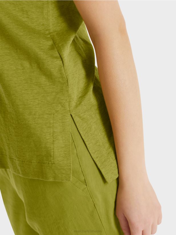 tricou într-un amestec de in Marc Cain verde oliv intens îmbrăcăminte 4826HH1398