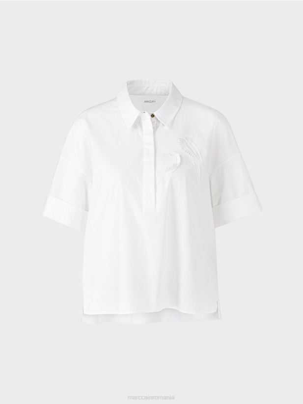 tricou polo cu aplicatie Marc Cain alb îmbrăcăminte 4826HH1327