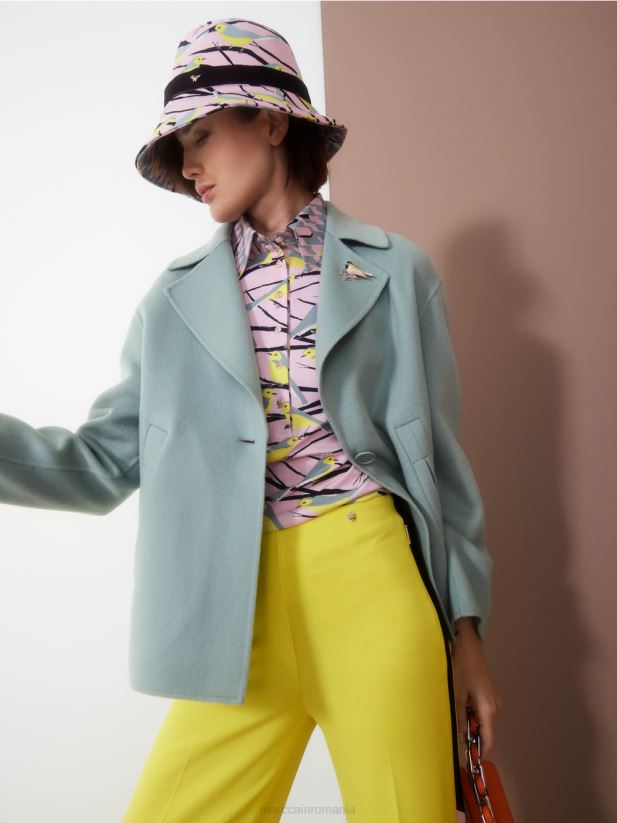 tricou polo cu design de păsări Marc Cain roz pudra moale îmbrăcăminte 4826HH1320