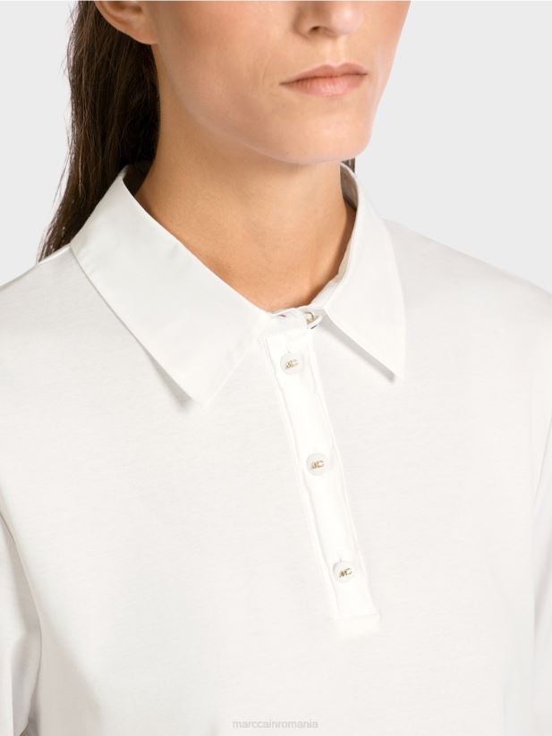 tricou polo cu detalii feminine Marc Cain alb îmbrăcăminte 4826HH1422