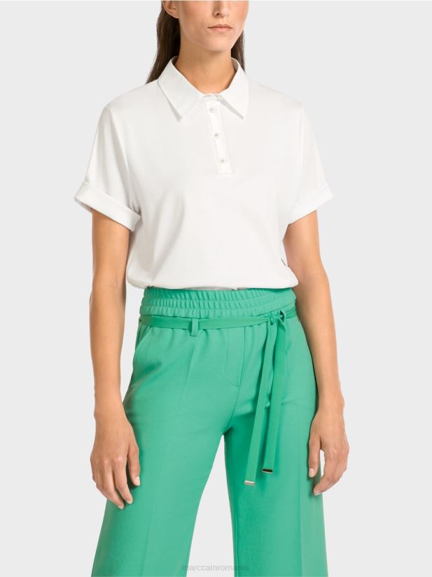 tricou polo cu detalii feminine Marc Cain alb îmbrăcăminte 4826HH1422