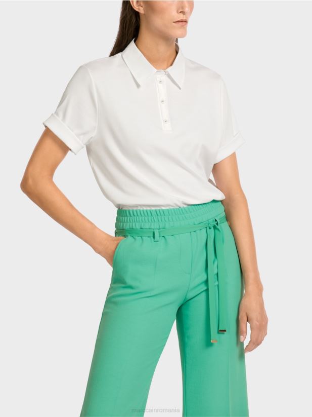 tricou polo cu detalii feminine Marc Cain alb îmbrăcăminte 4826HH1422
