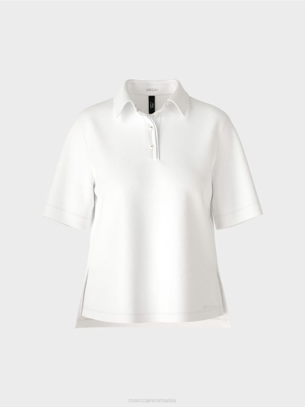 tricou polo cu detalii feminine Marc Cain alb îmbrăcăminte 4826HH1422