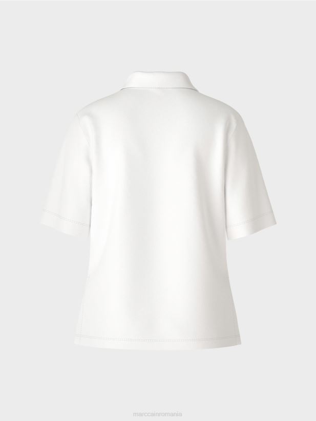 tricou polo cu detalii feminine Marc Cain alb îmbrăcăminte 4826HH1422